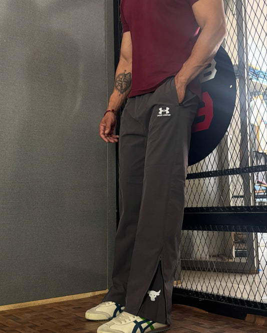 Charcoal bull straight Fit zipper Track Pants