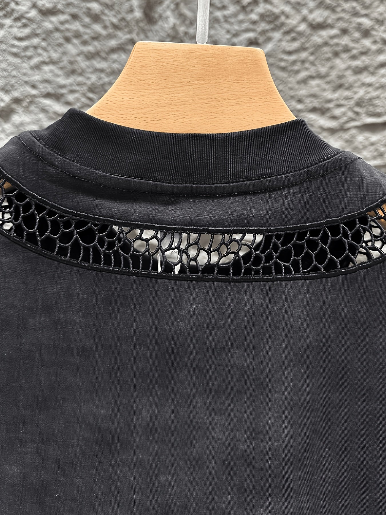 Premium Aesthetic American Trendy Brand Hollow Mesh Distressed Round Neck Short Sleeve T-Shirt