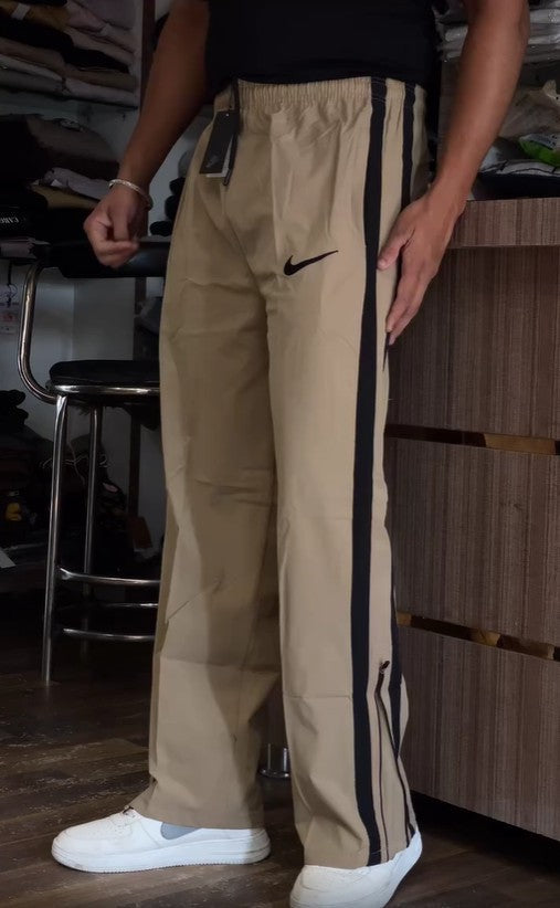 Beige Zipper Convertible Bootcut Track Pant