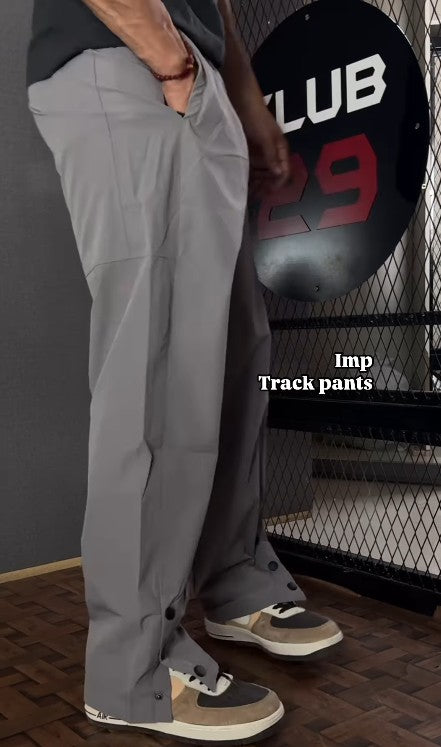 Grey Straight fit Button up Track Pant
