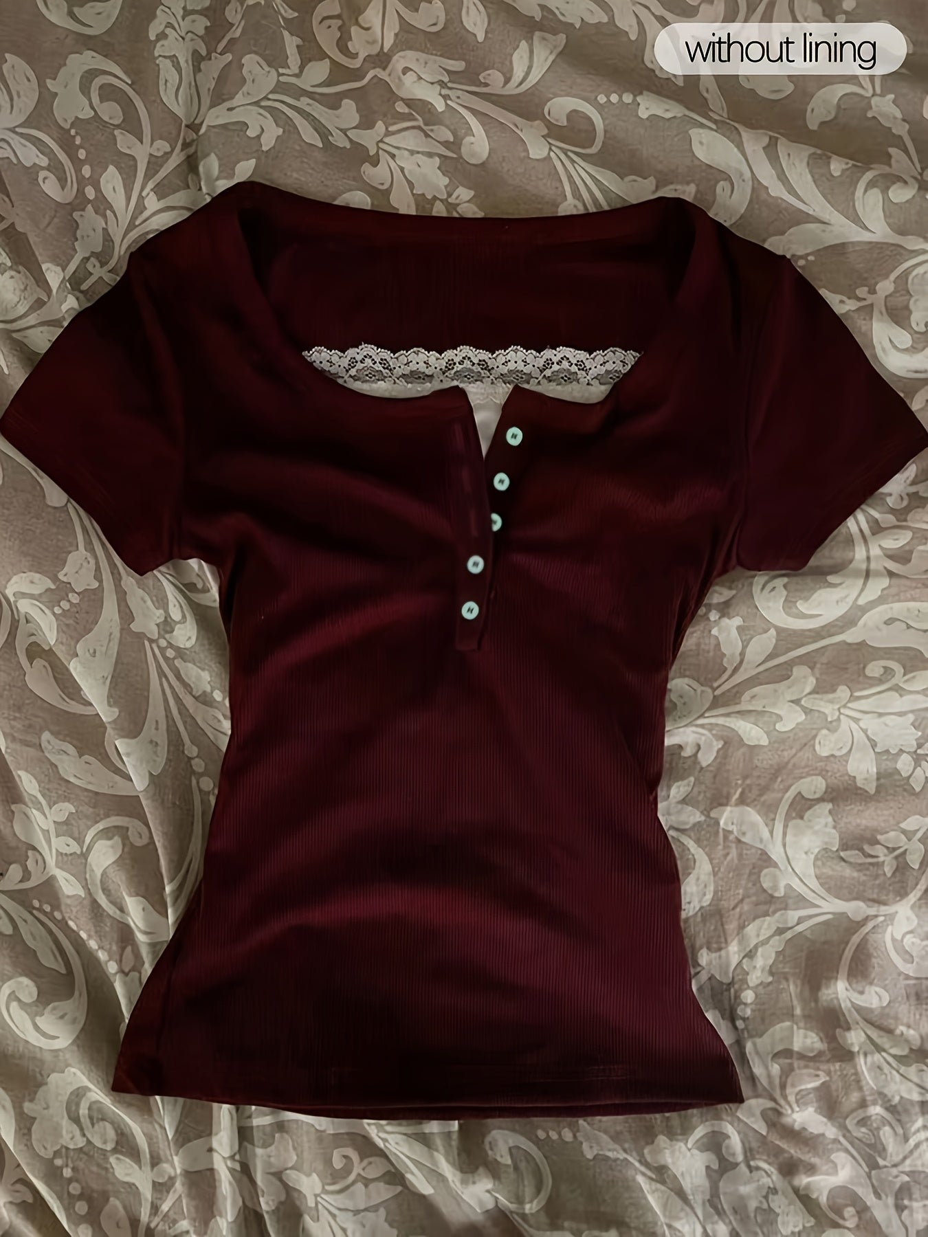 Decorative Neckline Slim Fit T-Shirt Top