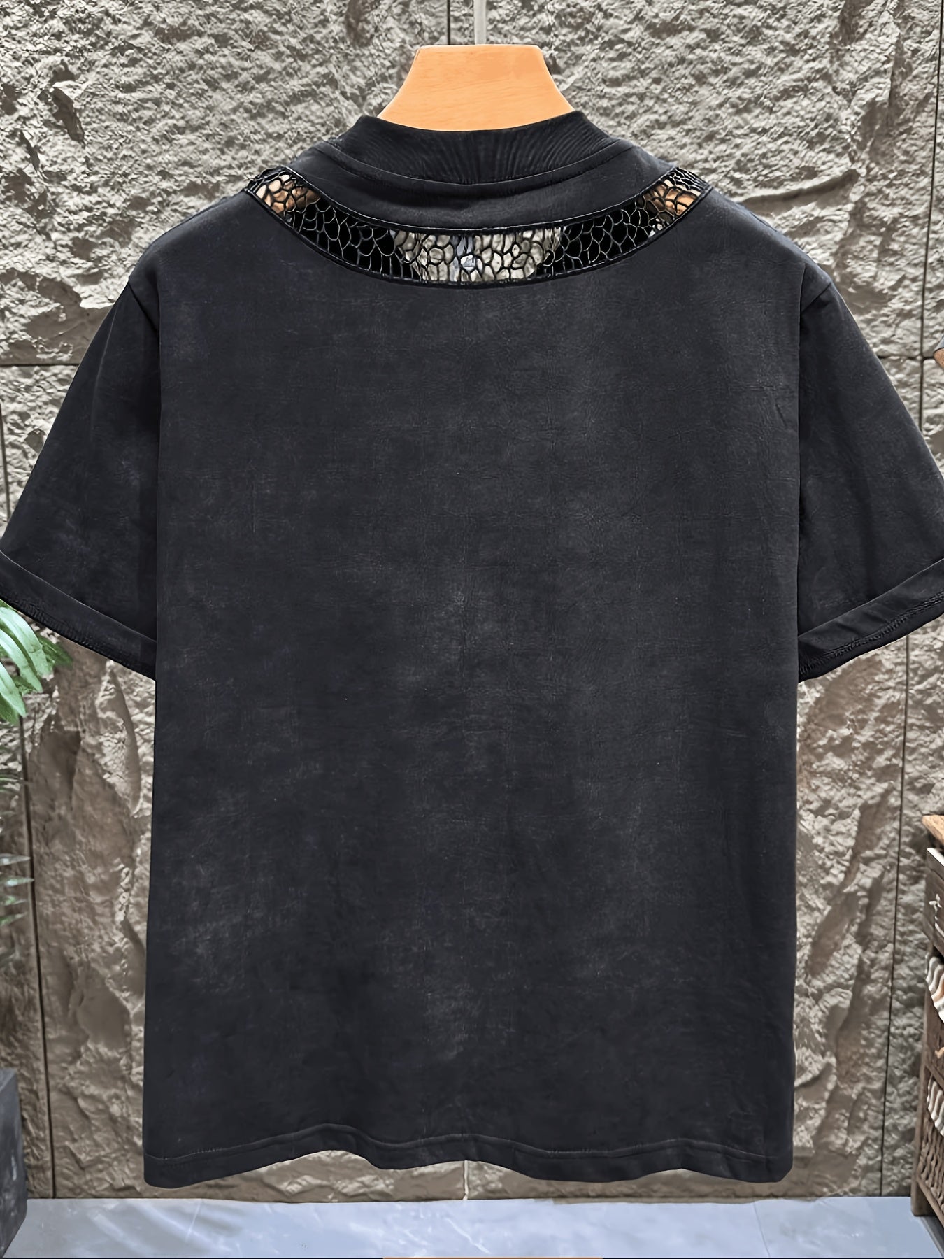 Premium Aesthetic American Trendy Brand Hollow Mesh Distressed Round Neck Short Sleeve T-Shirt