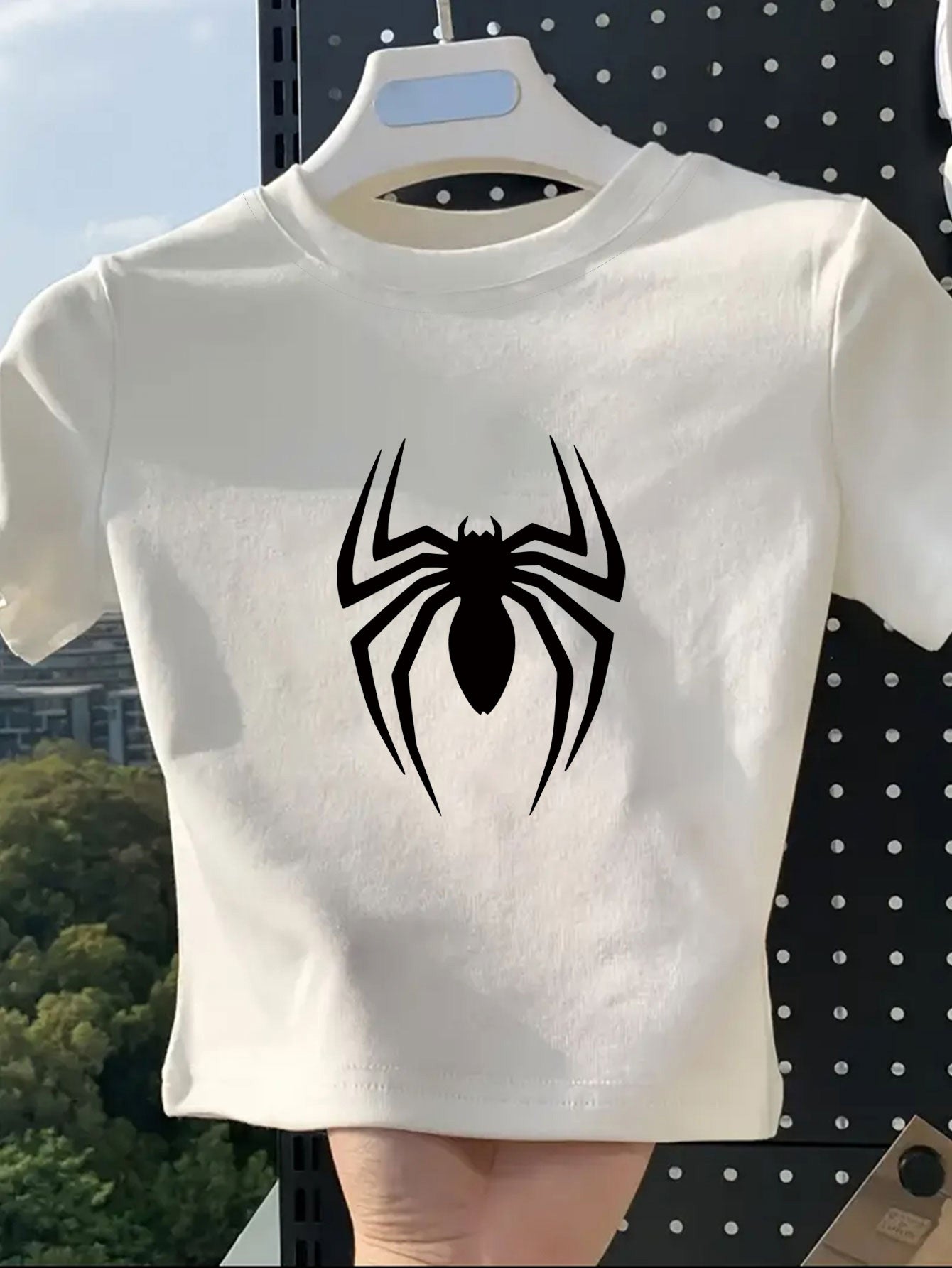 Women's Fashion Printed T-Shirt with Spider Pattern Design, Soft and Breathable