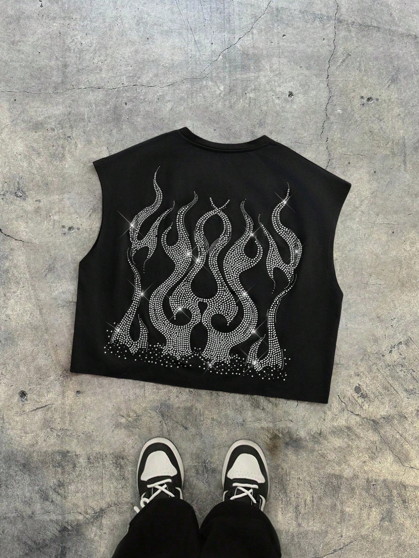 American Street Hot Drilling Flame Sleeveless Short Vest