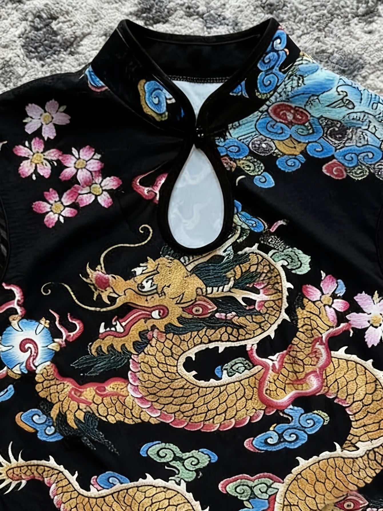 New Chinese Style Dragon Pattern Print Improved Cheongsam Top