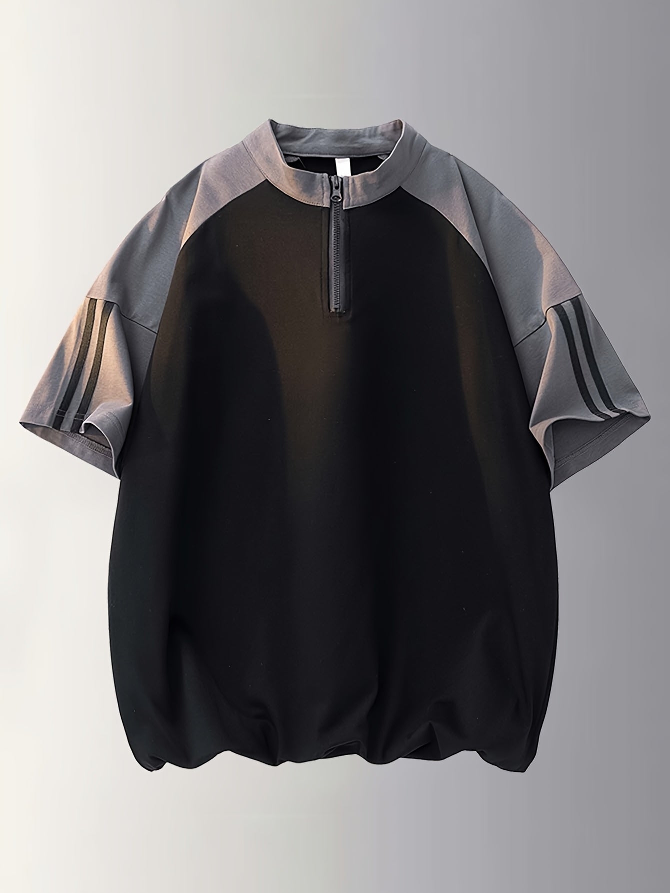 Summer Men'S Half-Zipper T-Shirt Casual Easy Round Neck Contrast Short Sleeve Men'S Style