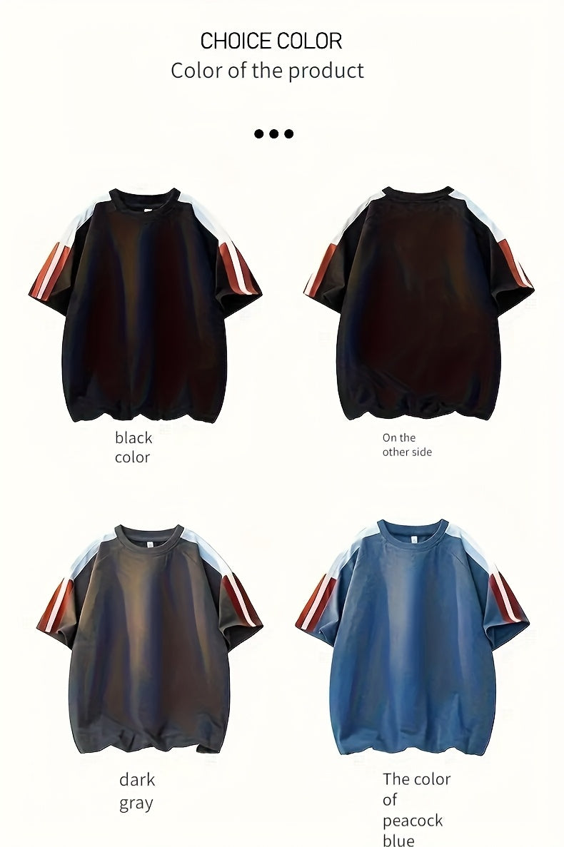 Men's & Unisex American Retro Color-Block Striped T-Shirt