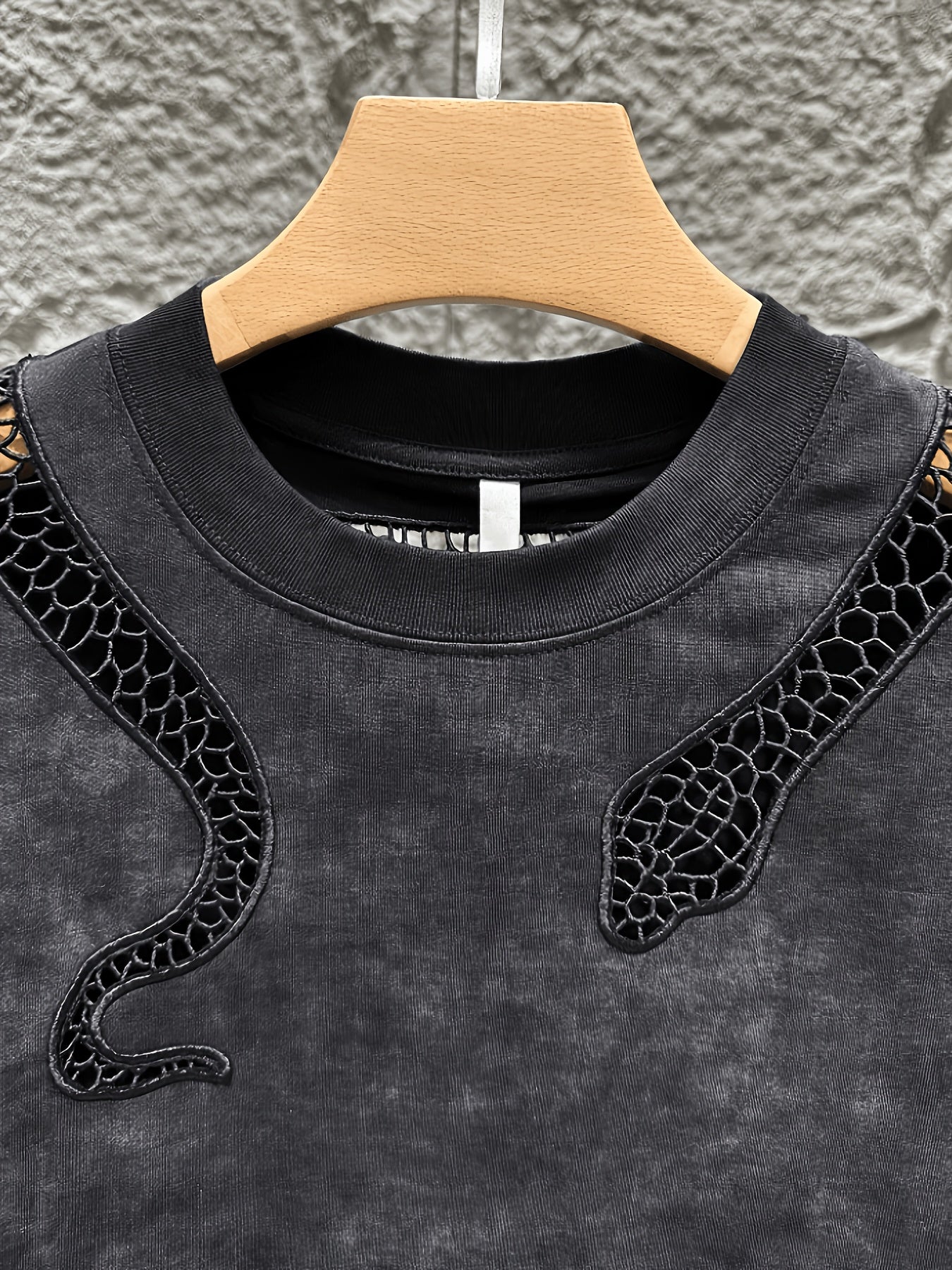 Premium Aesthetic American Trendy Brand Hollow Mesh Distressed Round Neck Short Sleeve T-Shirt
