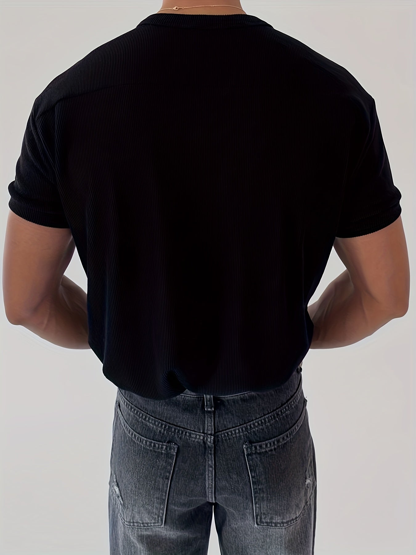 Men'S Slim-Fit Breathable Zip-Up T-Shirt - Stretchy Ribbed Fabric, Solid Color White,Everyday Wear