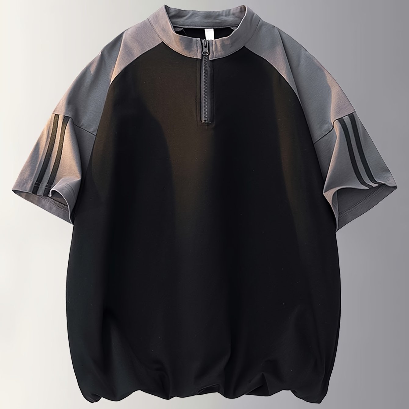 Summer Men'S Half-Zipper T-Shirt Casual Easy Round Neck Contrast Short Sleeve Men'S Style