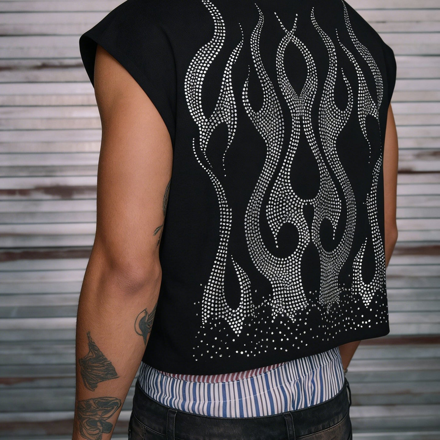 American Street Hot Drilling Flame Sleeveless Short Vest