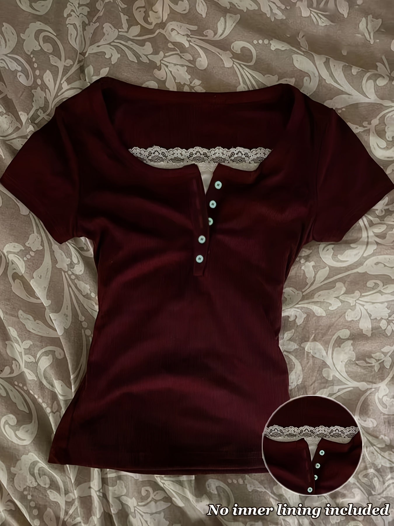 Decorative Neckline Slim Fit T-Shirt Top