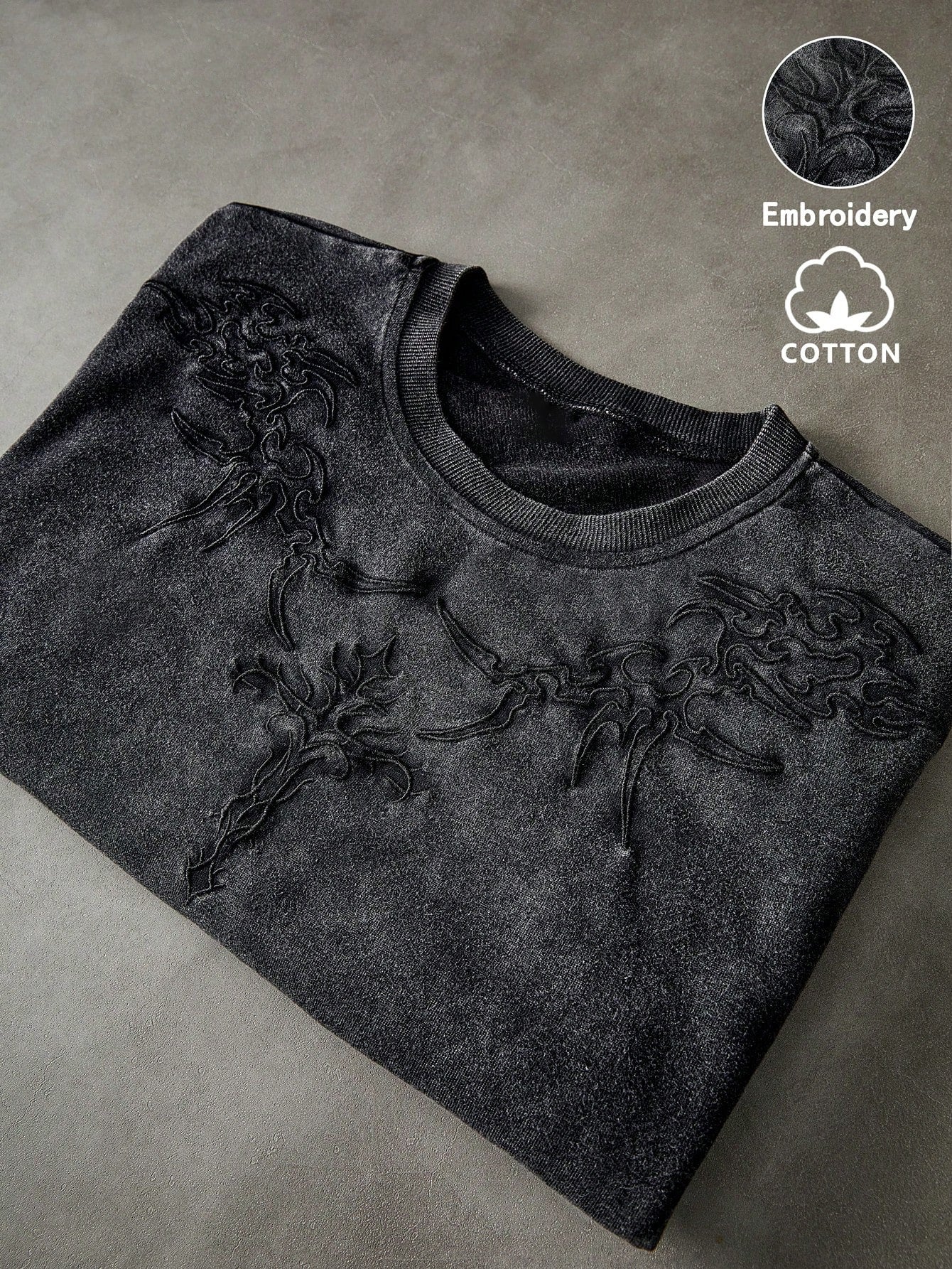 Men'S Street Dark Street Embroidery Dark Cross Distressed