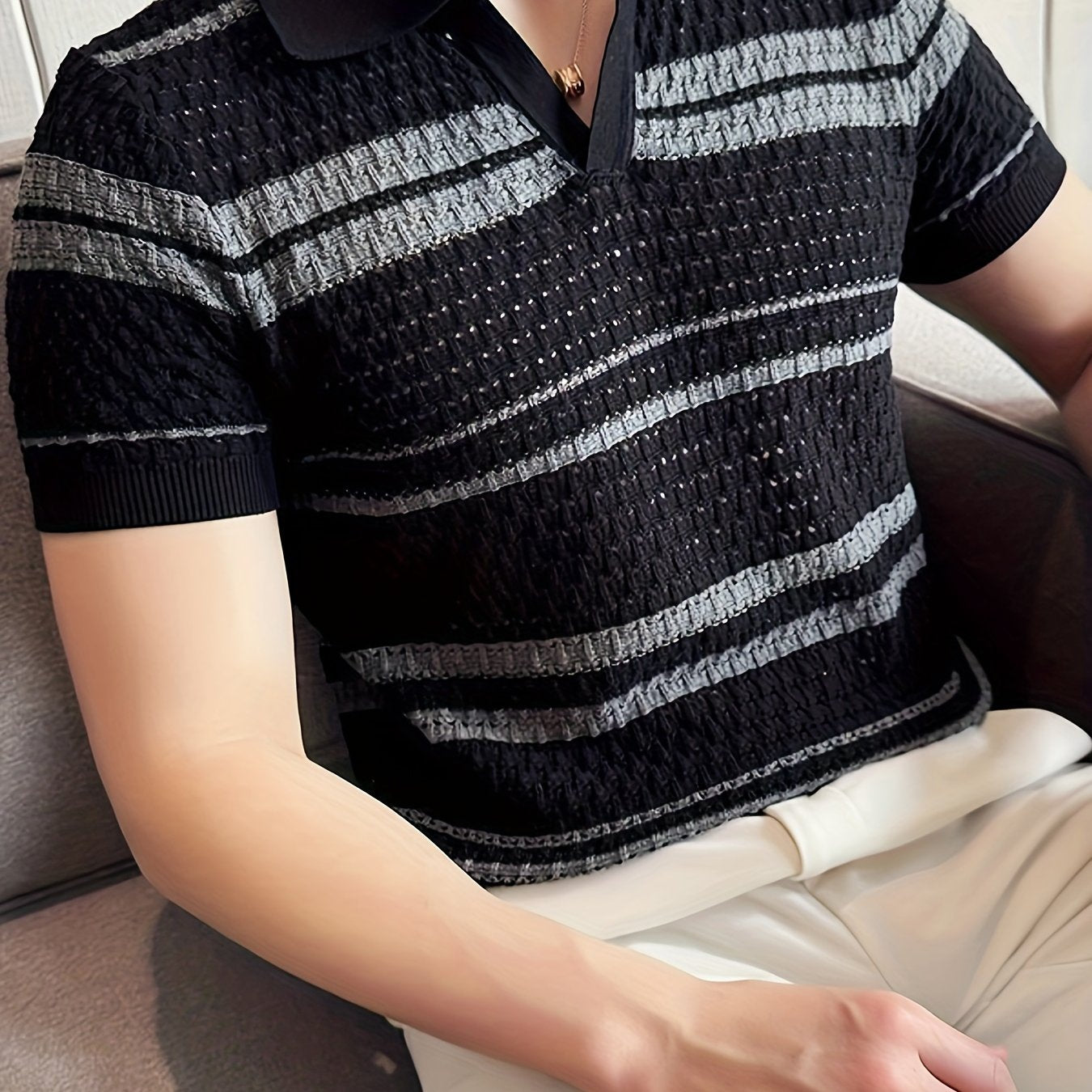 H/S Knitted Collar T-Shirt