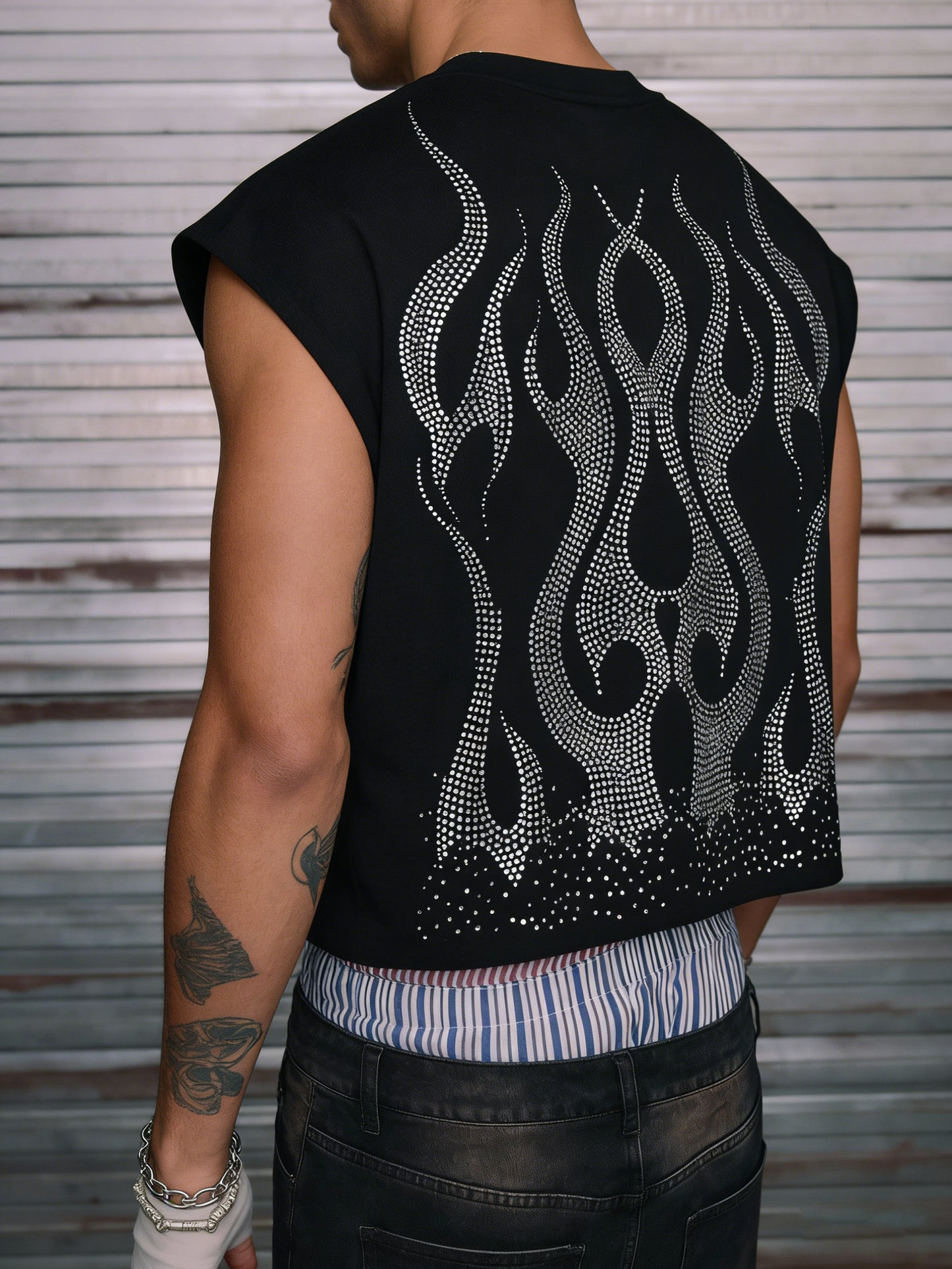 American Street Hot Drilling Flame Sleeveless Short Vest