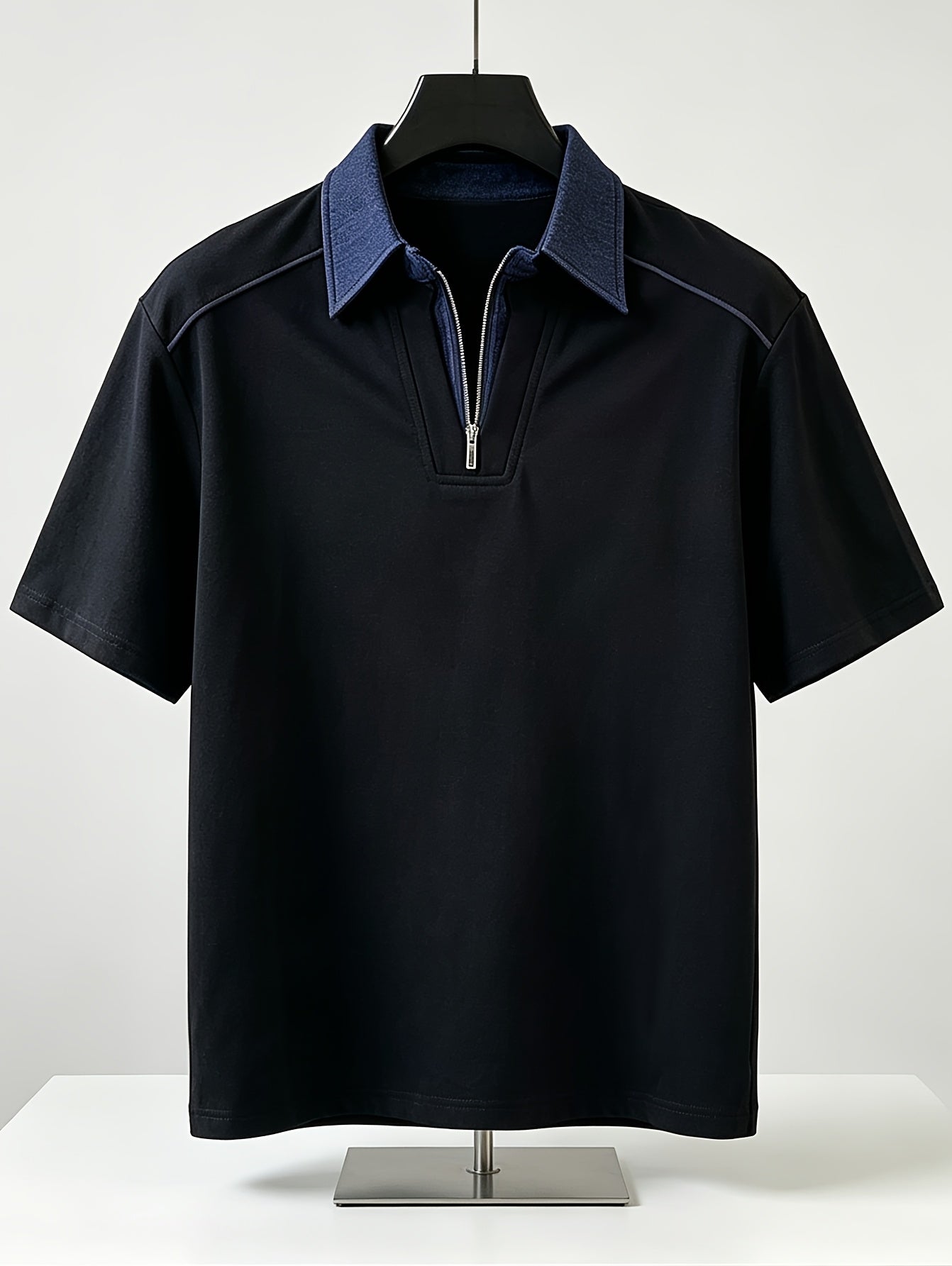 Polo T-Shirt Black Fake Two-Piece Stitching Short-Sleeved POLO T-Shirt