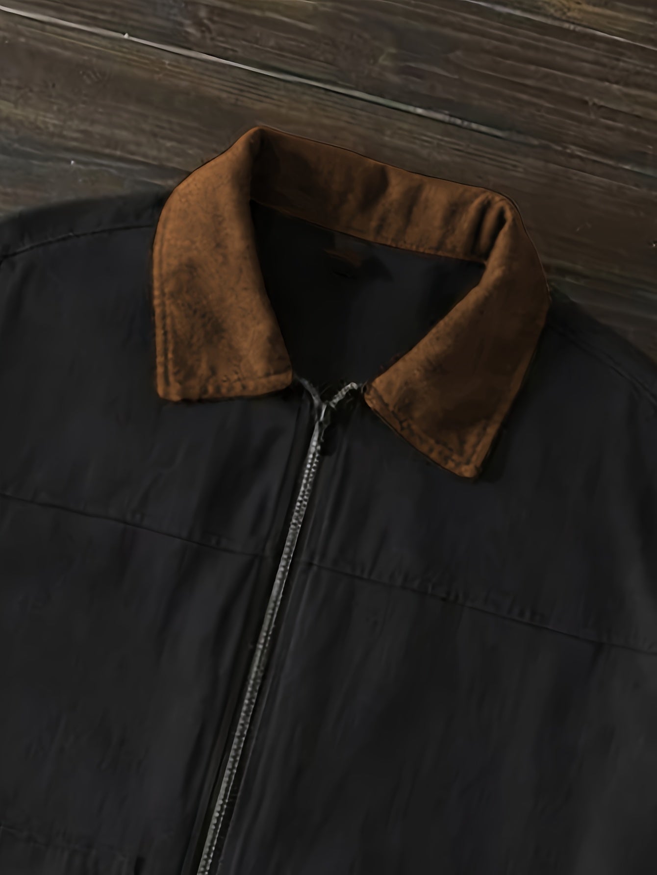 Men's Color-Block Patchwork Full-Zip Jacket with Large Pockets and English Letter Patch