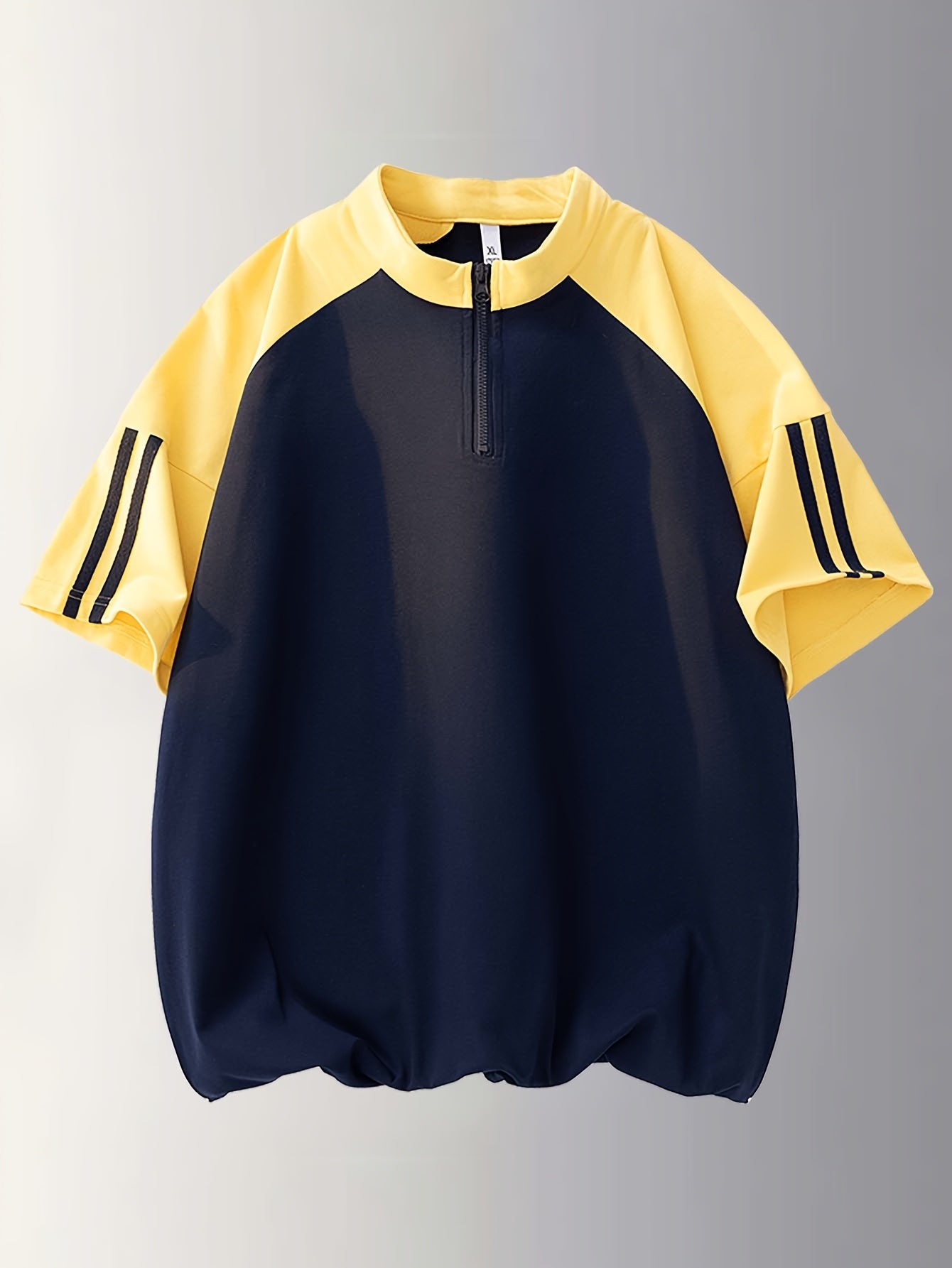 Summer Men'S Half-Zipper T-Shirt Casual Easy Round Neck Contrast Short Sleeve Men'S Style