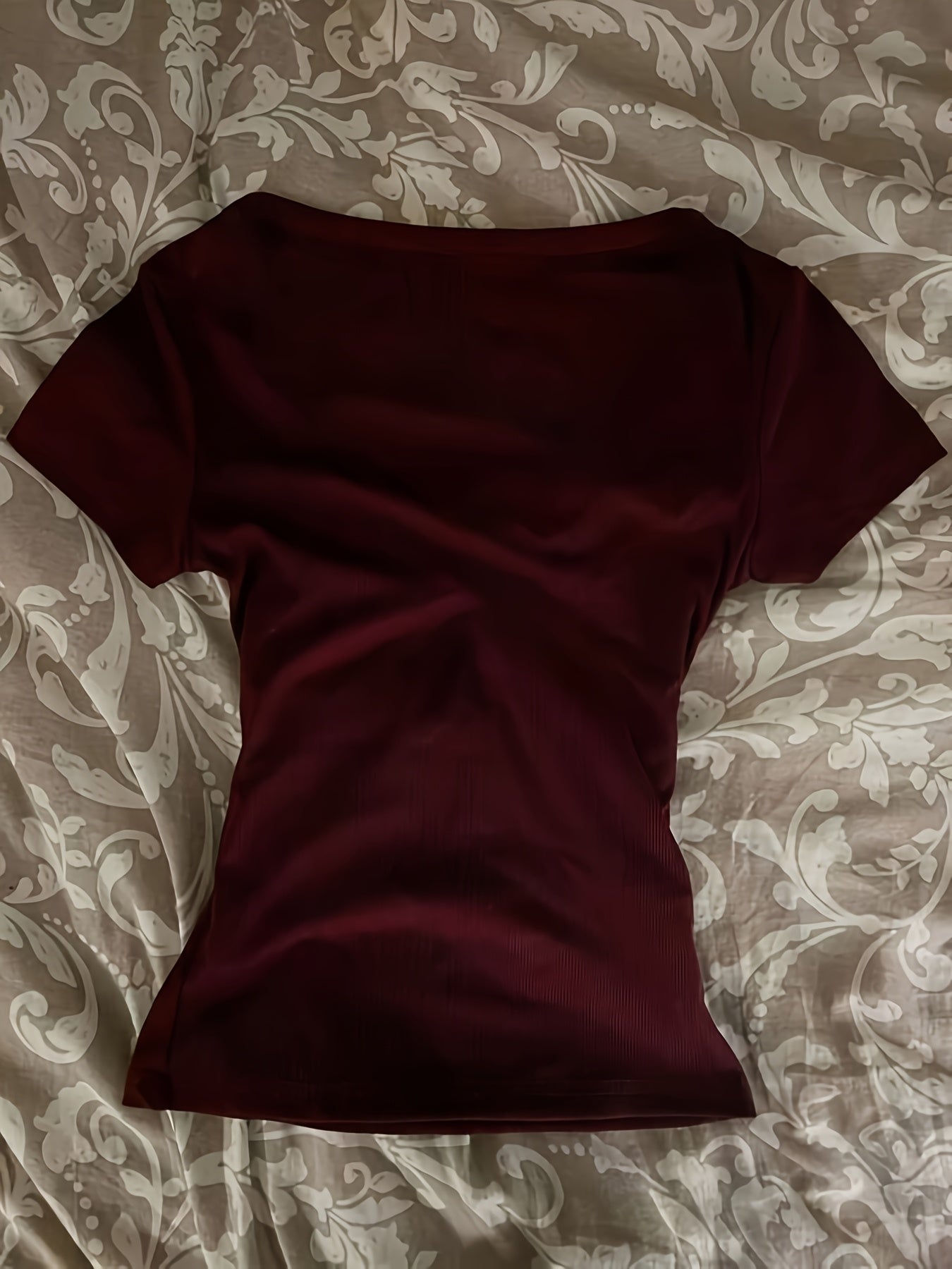 Decorative Neckline Slim Fit T-Shirt Top