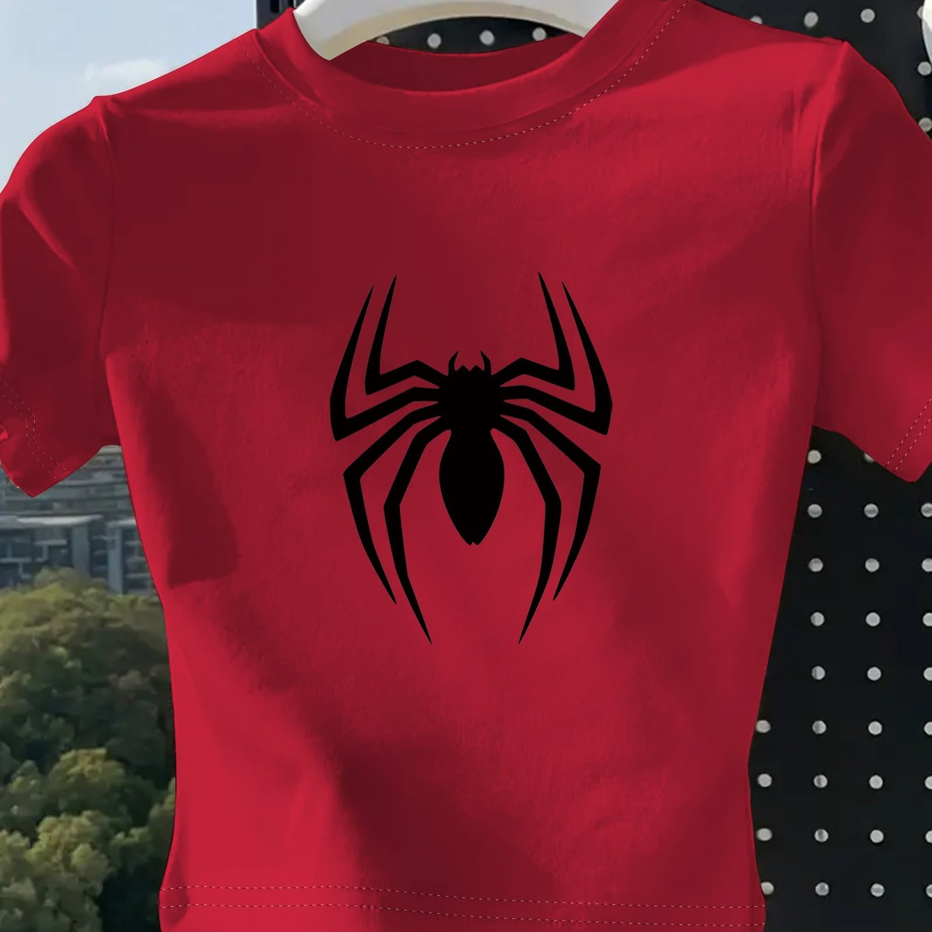 Women's Fashion Printed T-Shirt with Spider Pattern Design, Soft and Breathable