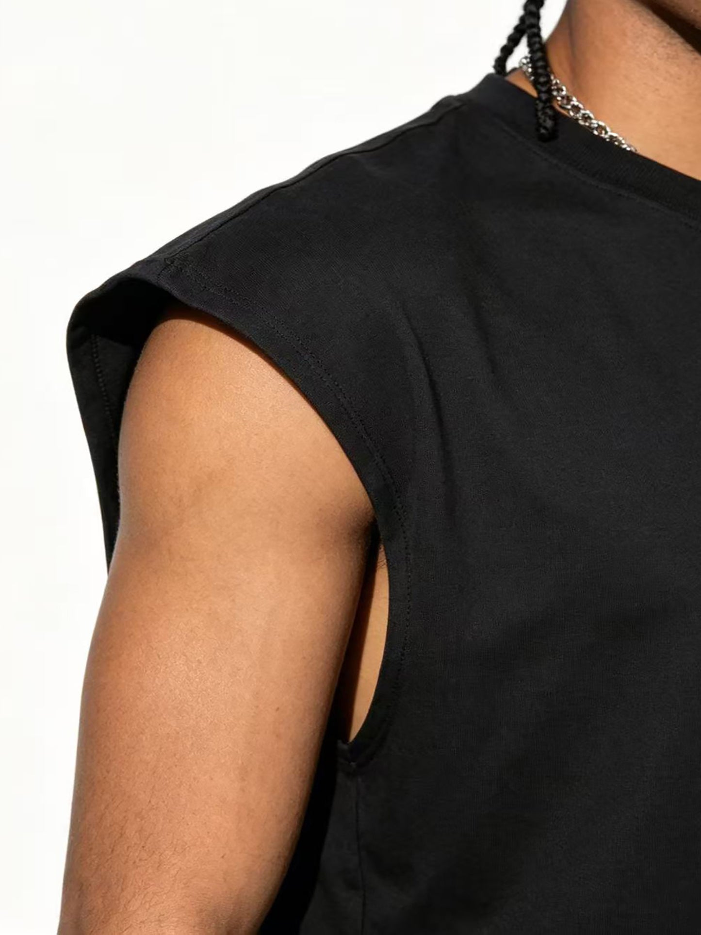 Men's Summer American Street Style Loose Fit Casual Sleeveless Vest with Wing Rhinestone Embellishments