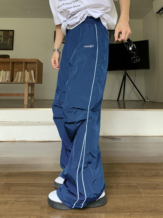 Blue Baggy Zipper trackpants | summer essential|