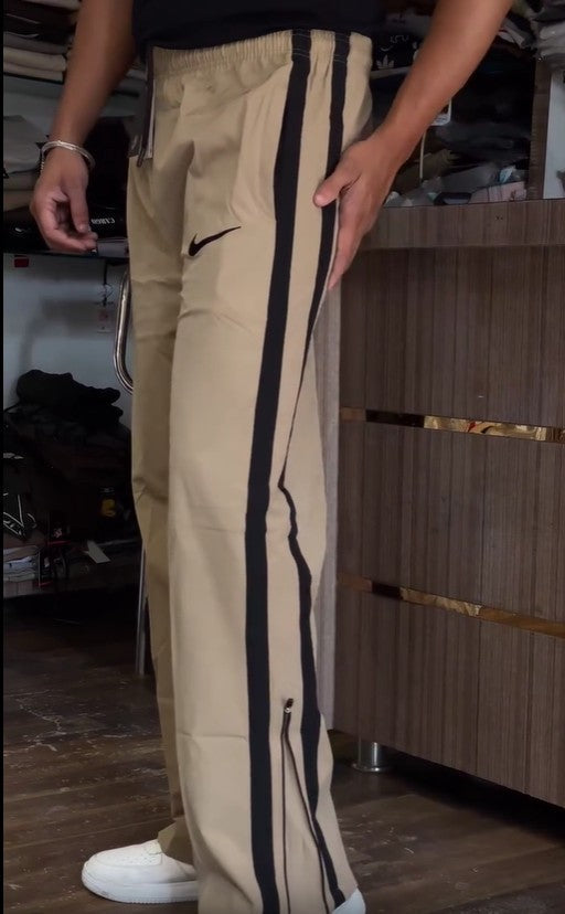 Beige Zipper Convertible Bootcut Track Pant