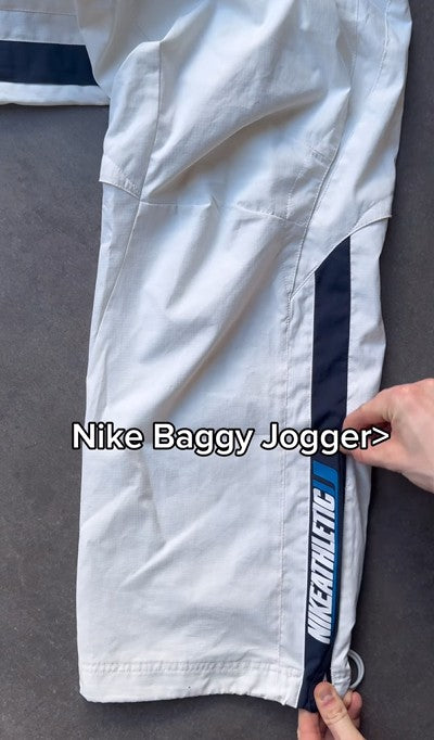 White Vintage Baggy Track Pants