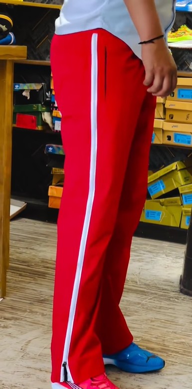 Red full zipper trackpants