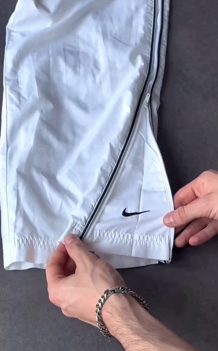 White baggy zipper trackpants | summer essential|