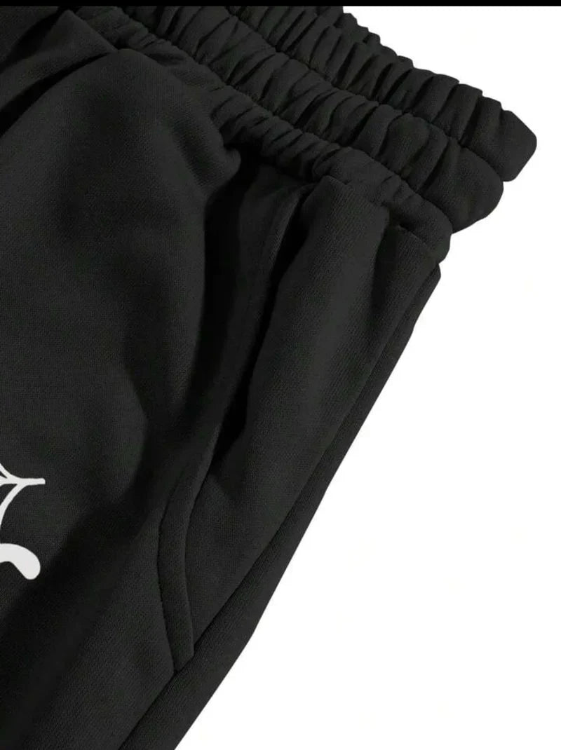 Dark Black Aesthetic Spider Web Oversized Sweatpants