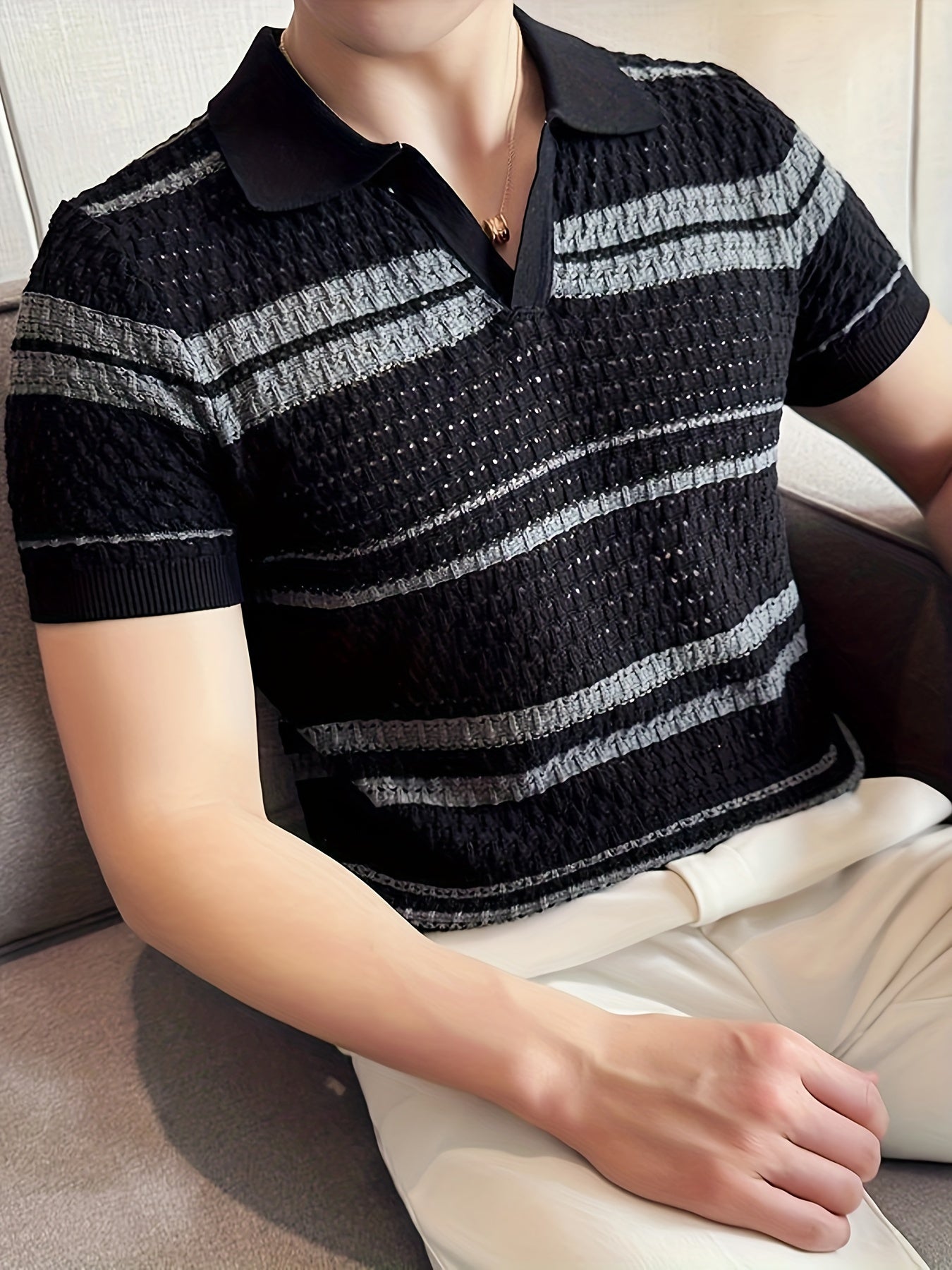 H/S Knitted Collar T-Shirt