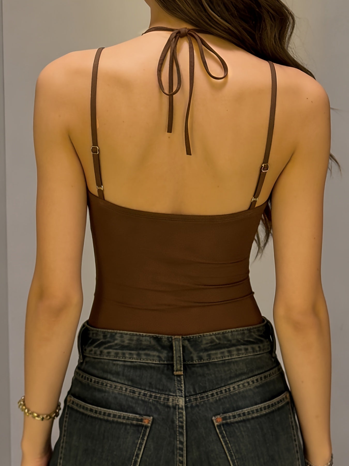2-in-1 Lace Patchwork Halter Neck Bodysuit