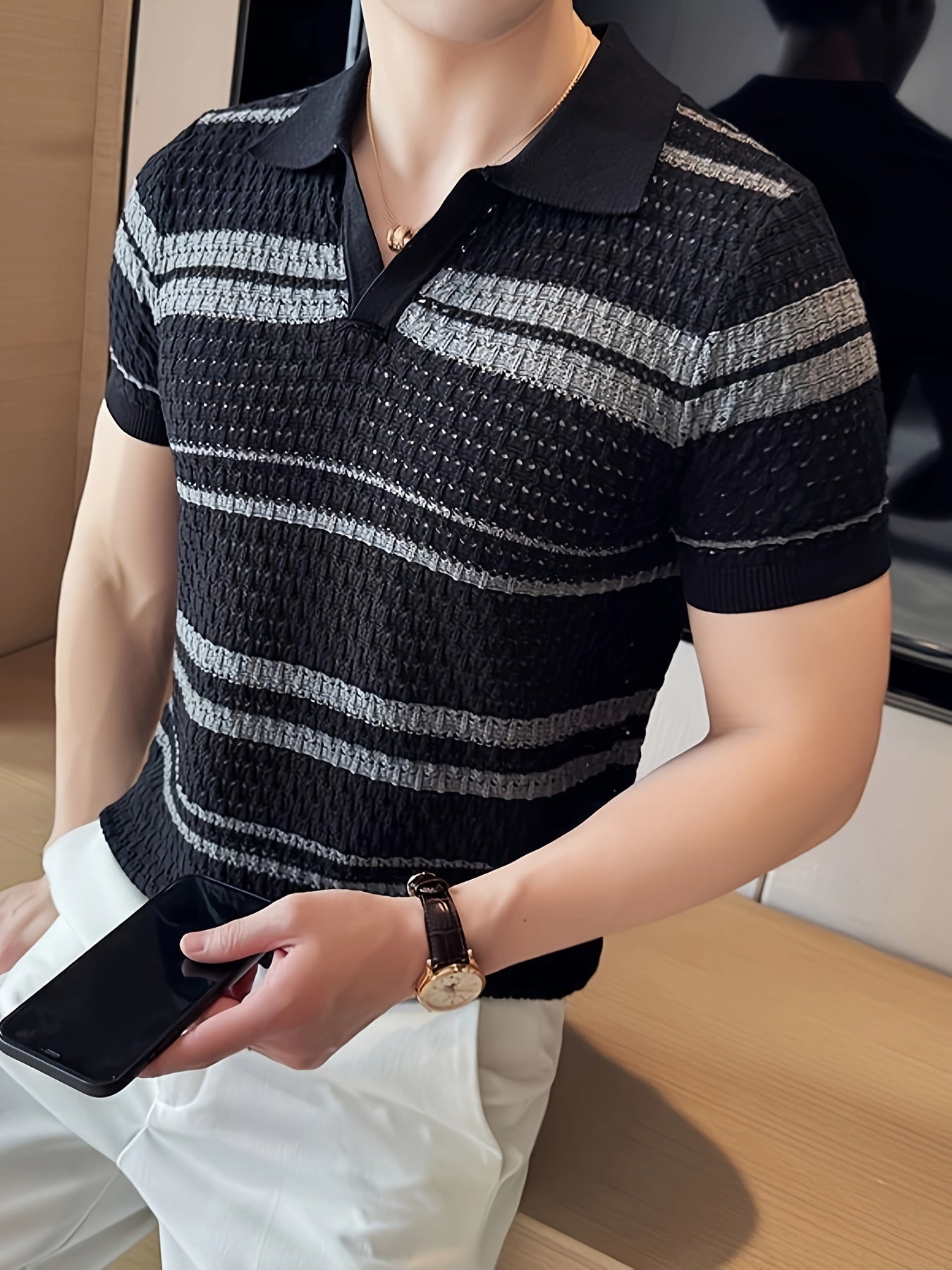 H/S Knitted Collar T-Shirt