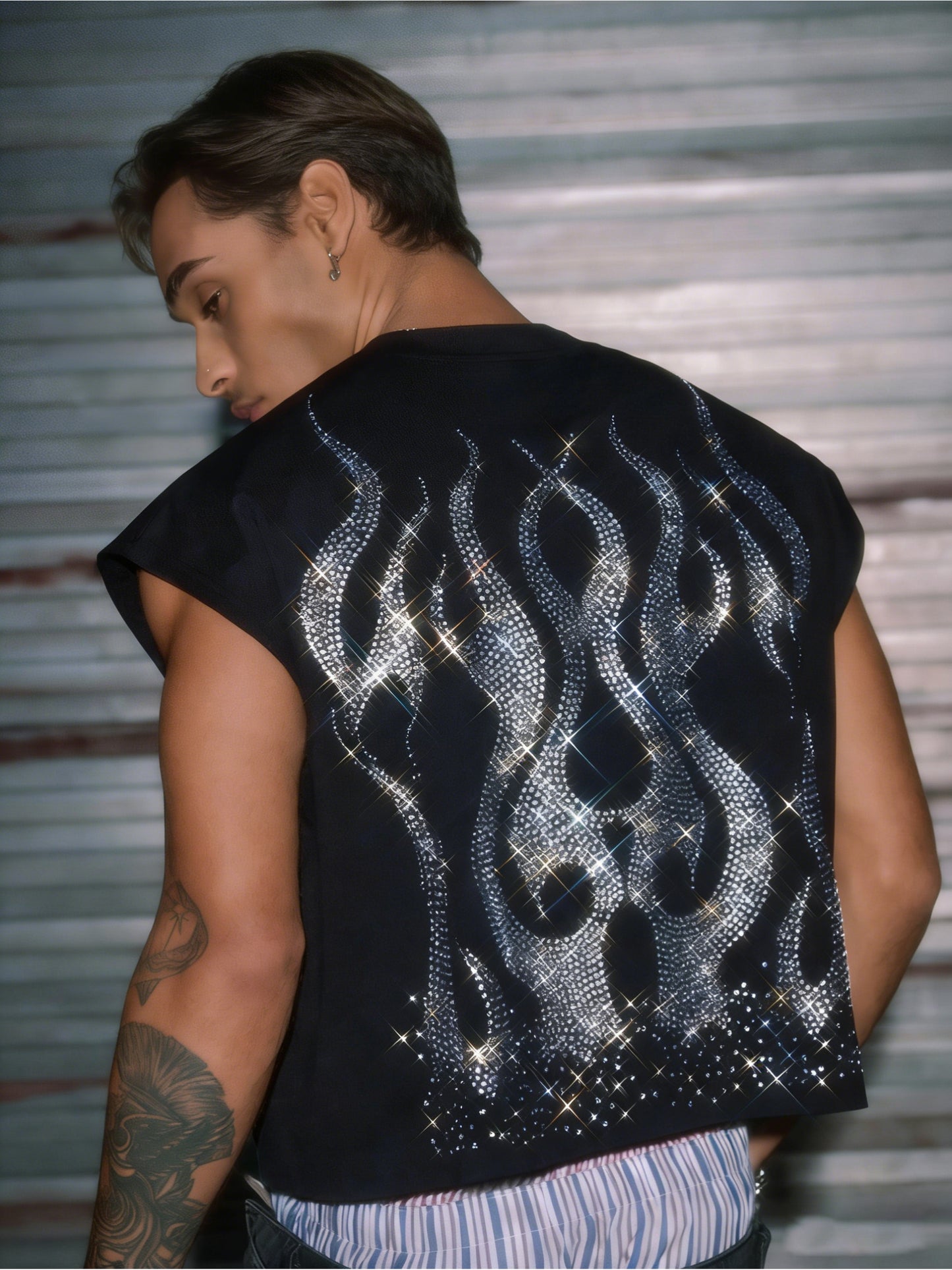 American Street Hot Drilling Flame Sleeveless Short Vest