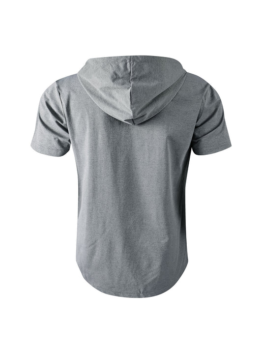 Men's Casual Sports Zipper Hooded Short-sleeved T-shirt Jacket