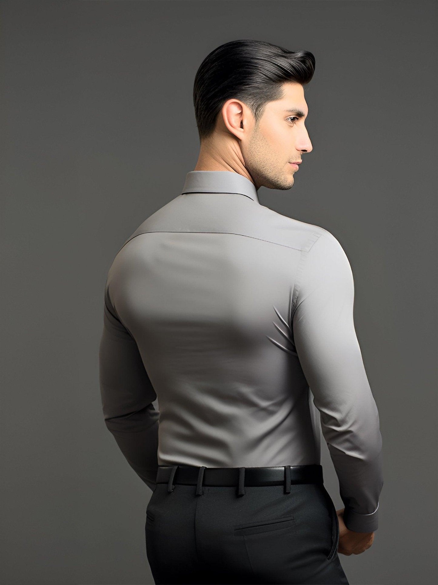 Colourblocked Semi Formal Grey Shirt