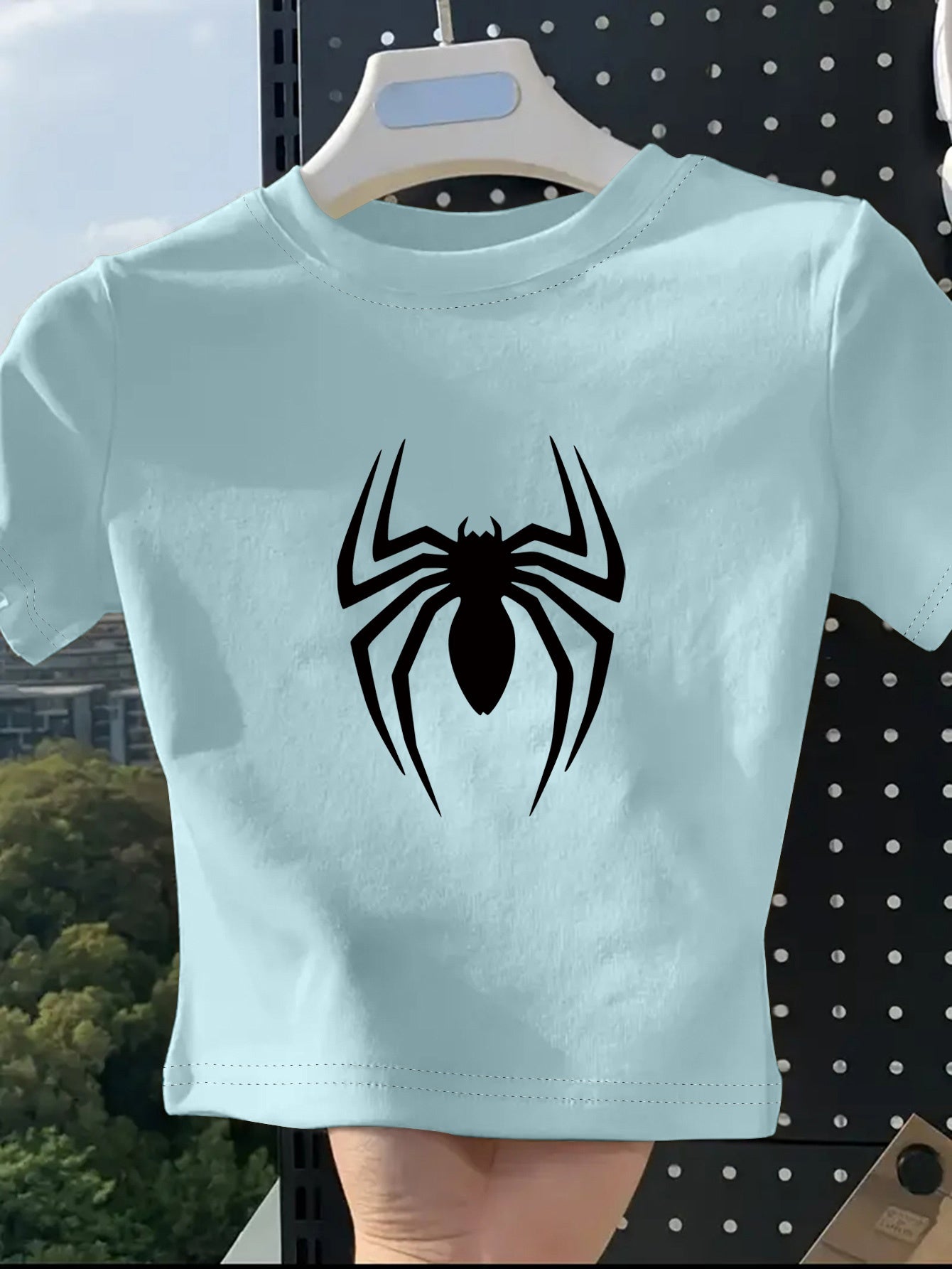 Women's Fashion Printed T-Shirt with Spider Pattern Design, Soft and Breathable