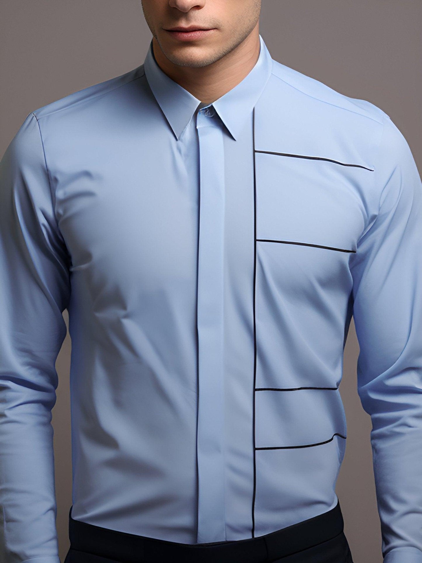 Embroidered Semi Formal Blue Shirt