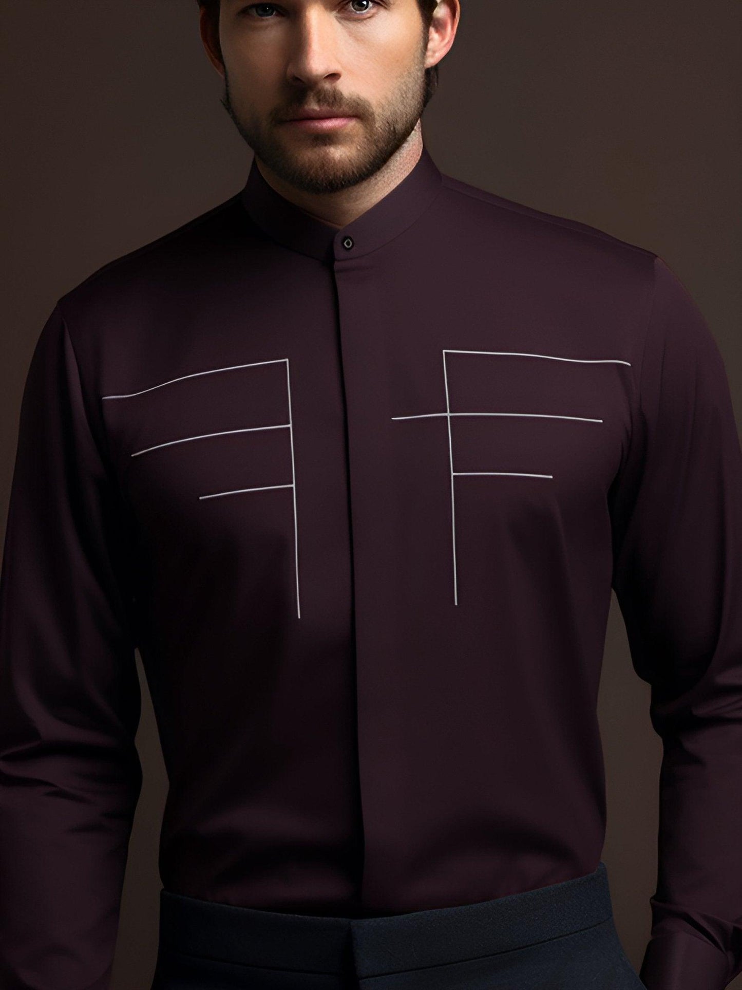 Embroidered Semi Formal Burgundy Shirt