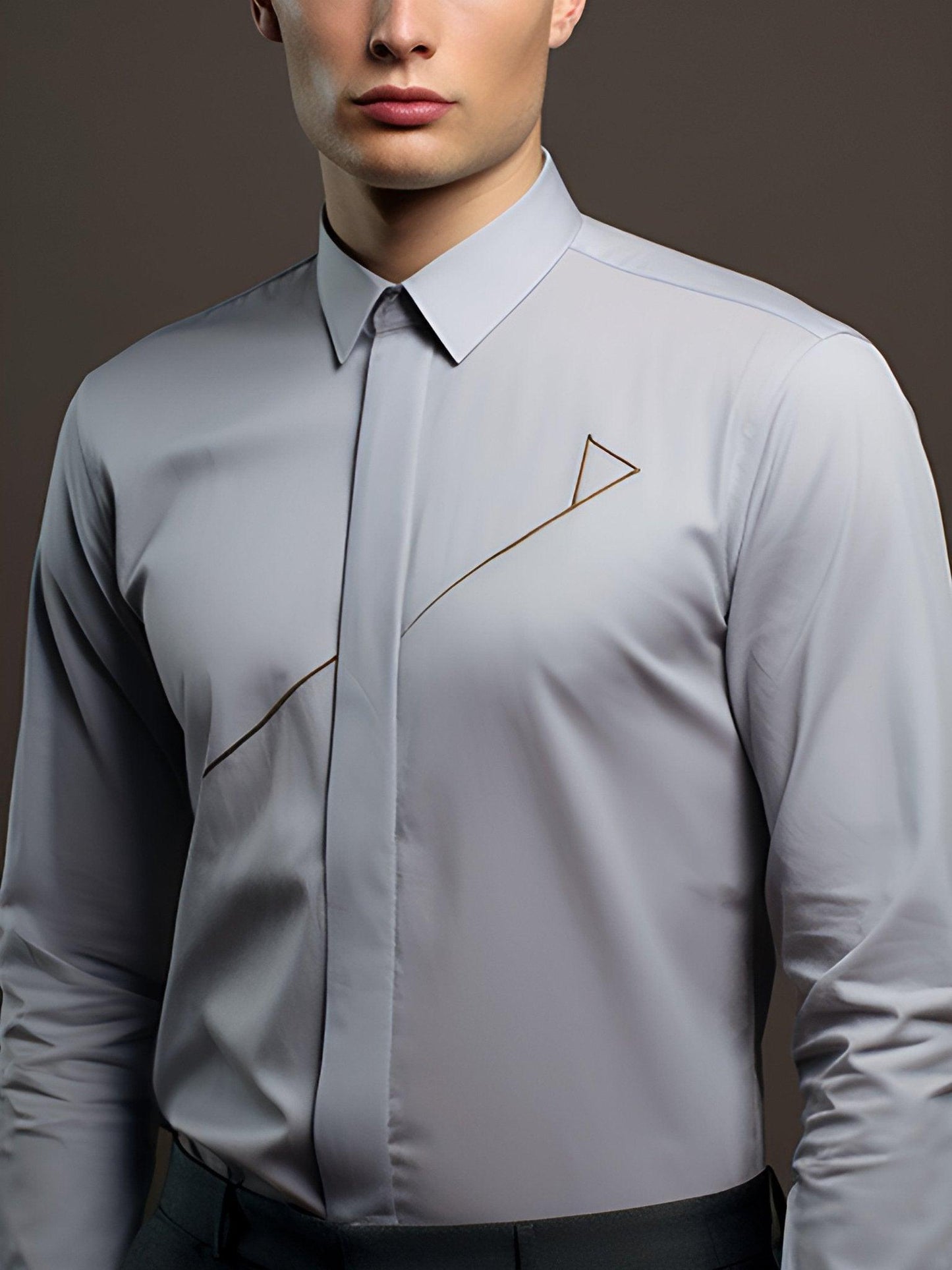 Embroidered Semi Formal Grey Shirt