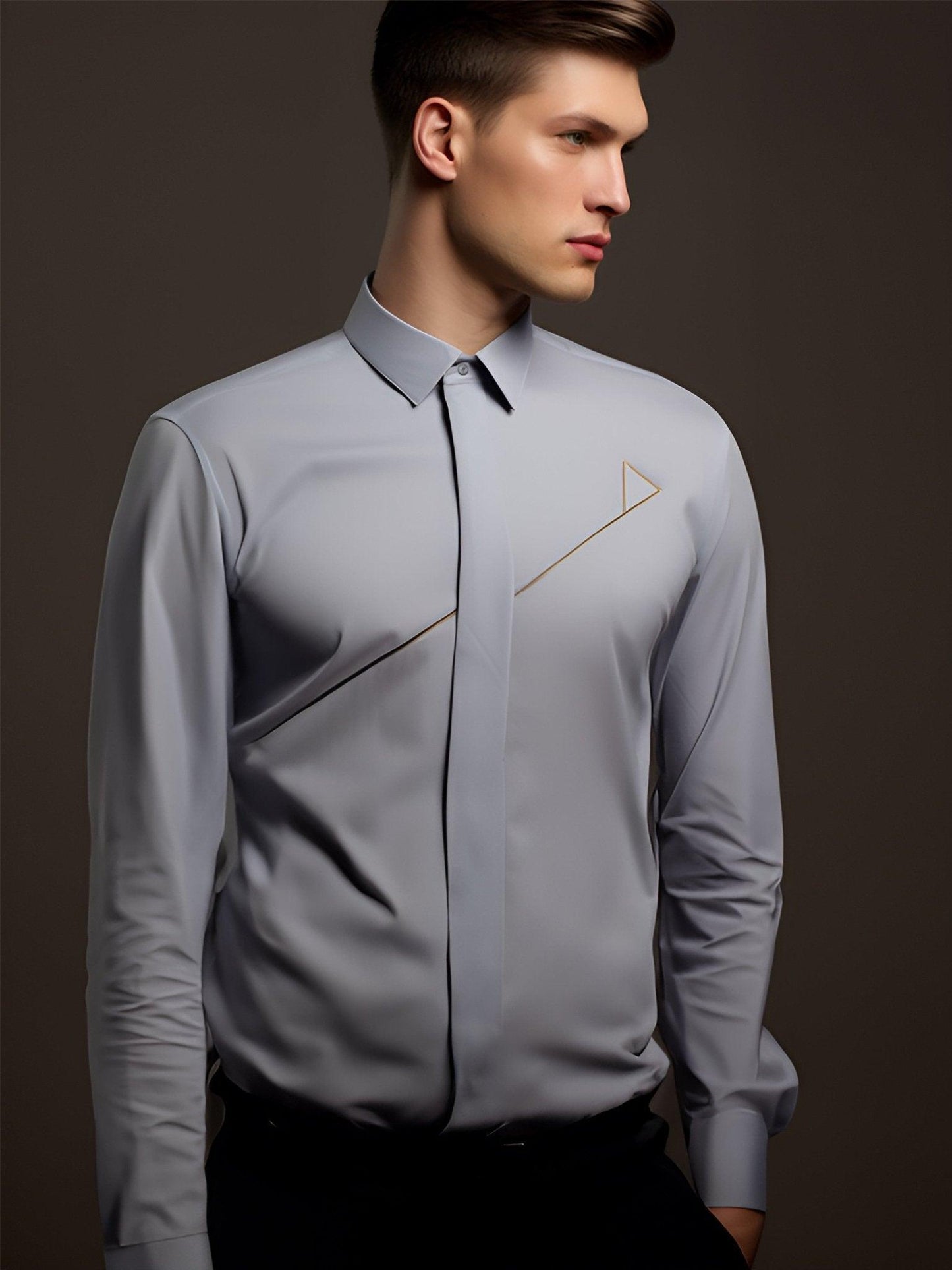 Embroidered Semi Formal Grey Shirt