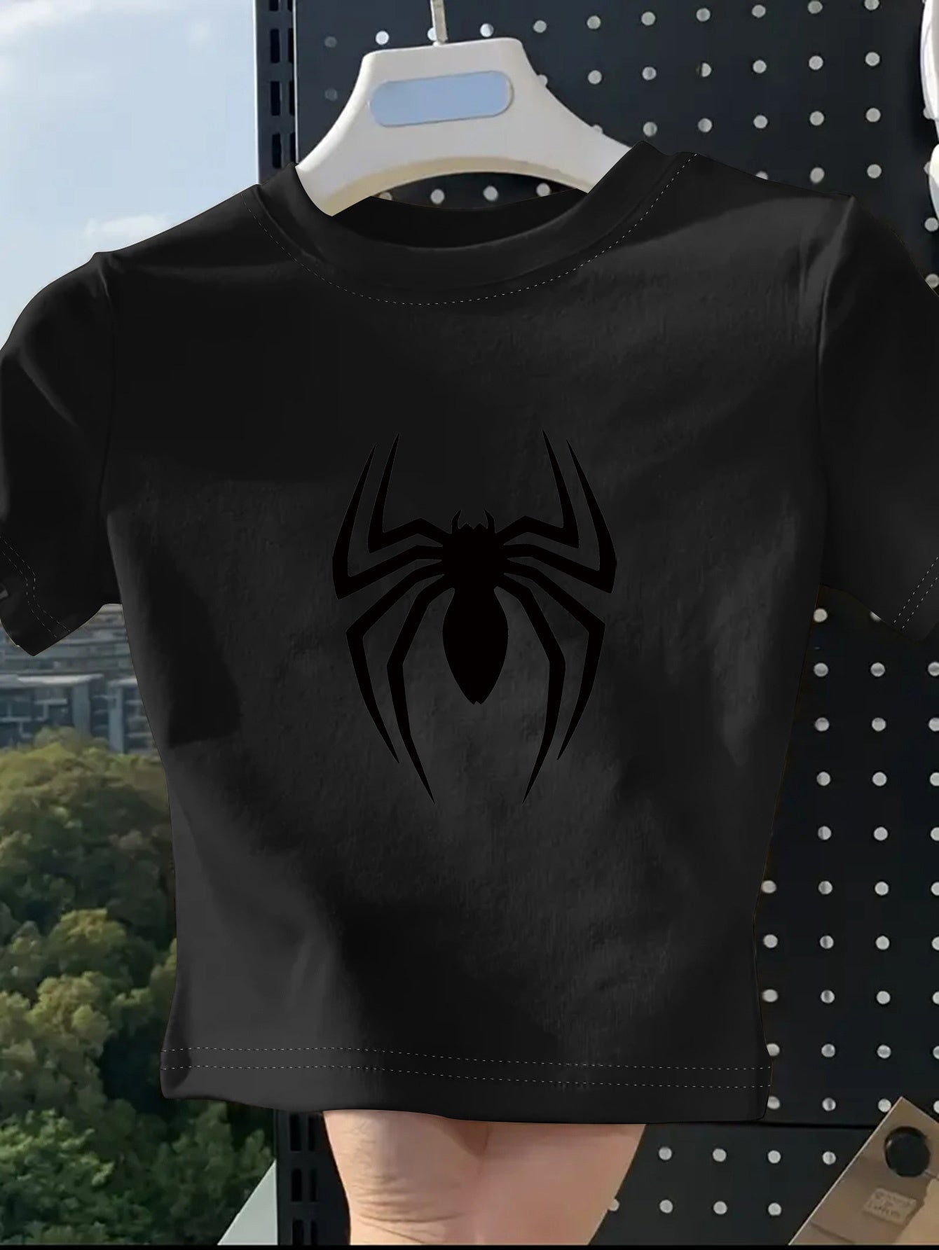 Women's Fashion Printed T-Shirt with Spider Pattern Design, Soft and Breathable