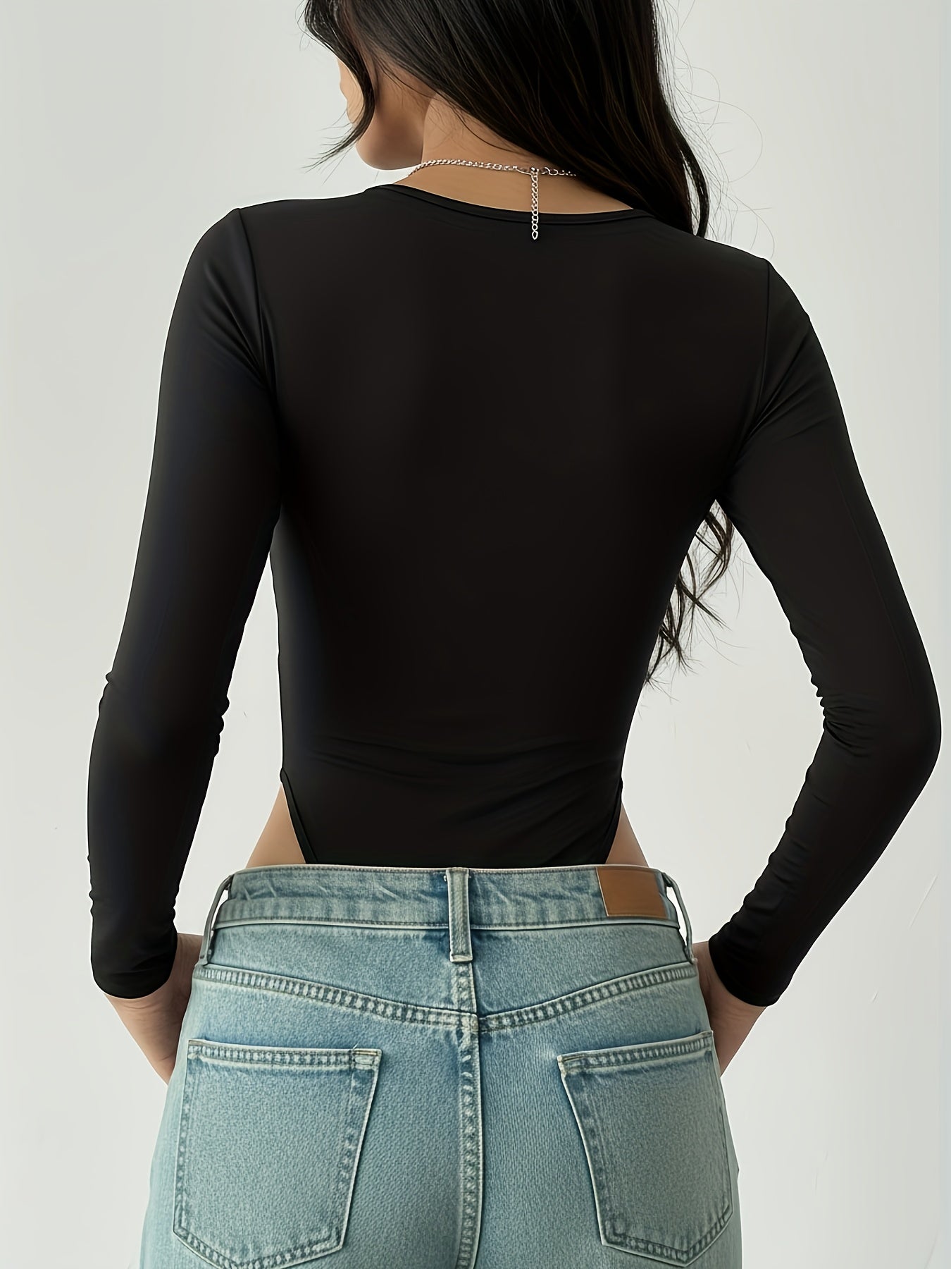 Women'S Sexy Hollow-Out Long Sleeve Bodysuit