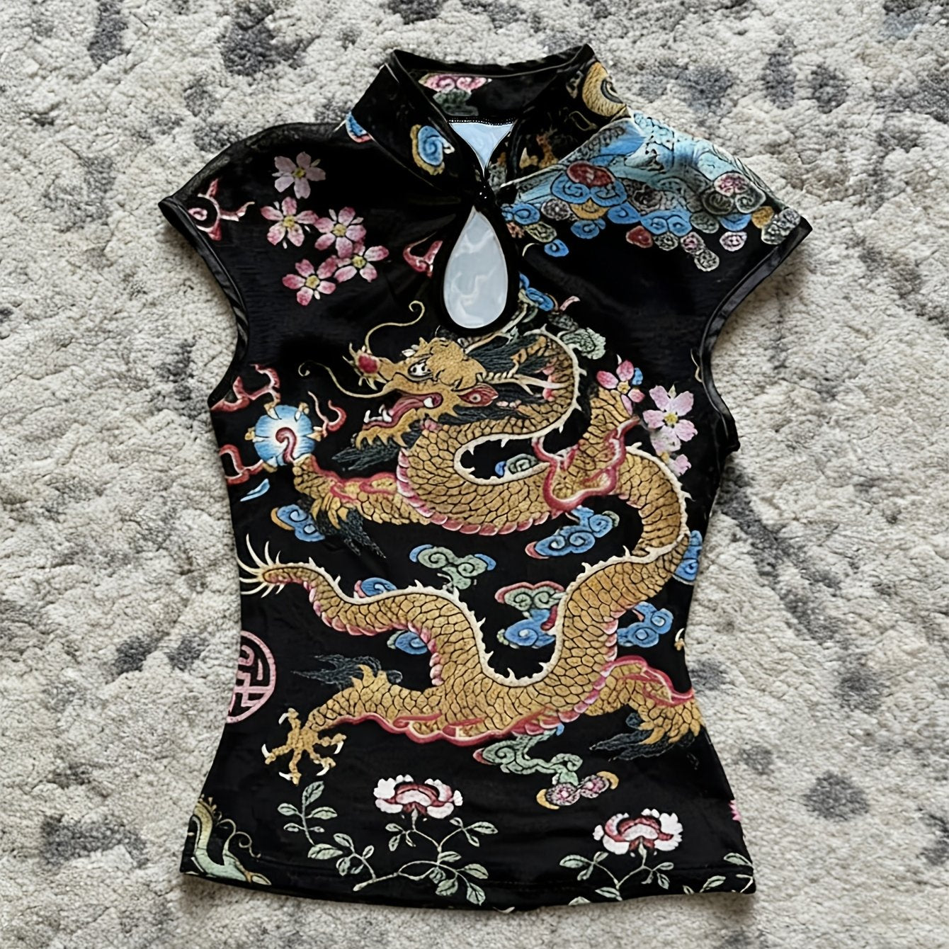 New Chinese Style Dragon Pattern Print Improved Cheongsam Top