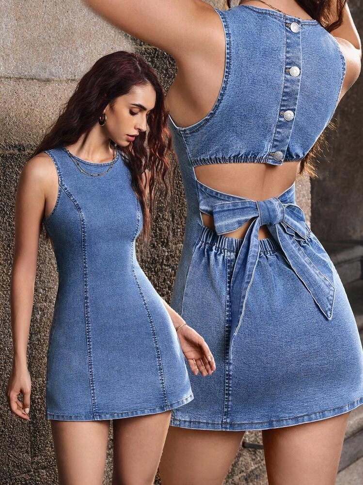 Designer Back Denim Dress