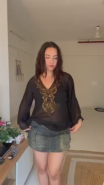 Mesh black kurti with gold emroidery