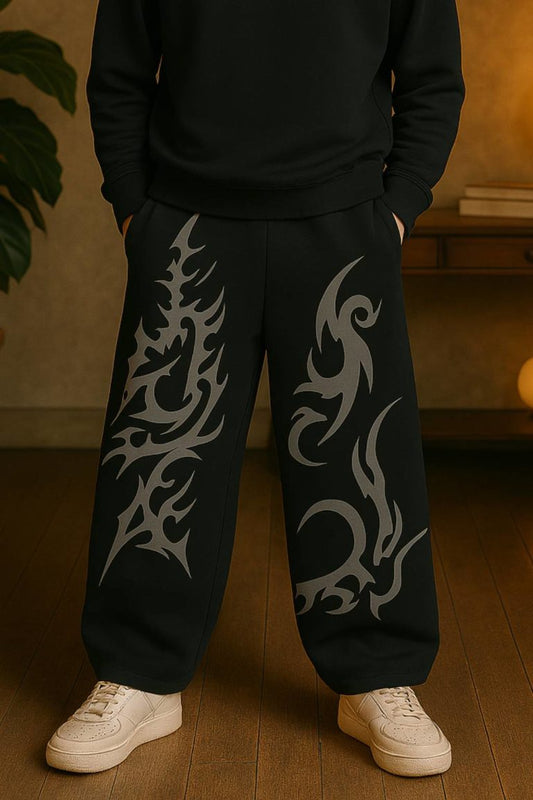 Black Straight fit Designer Trackpants